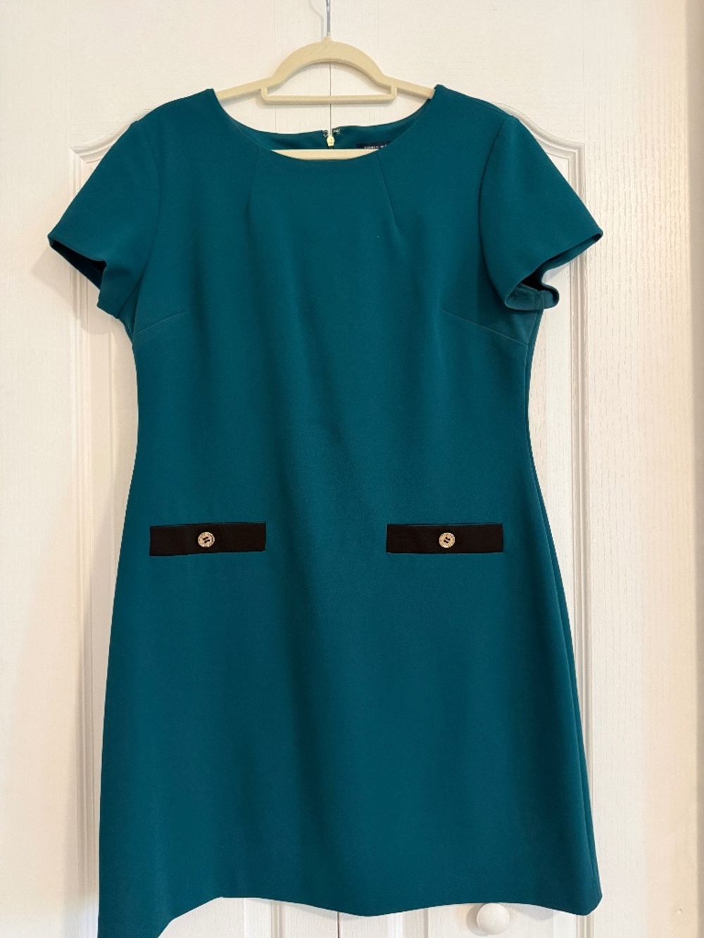 Tommy Hilfiger Teal Green A-Line Knee Length Dress Size 14 Gold Hardware